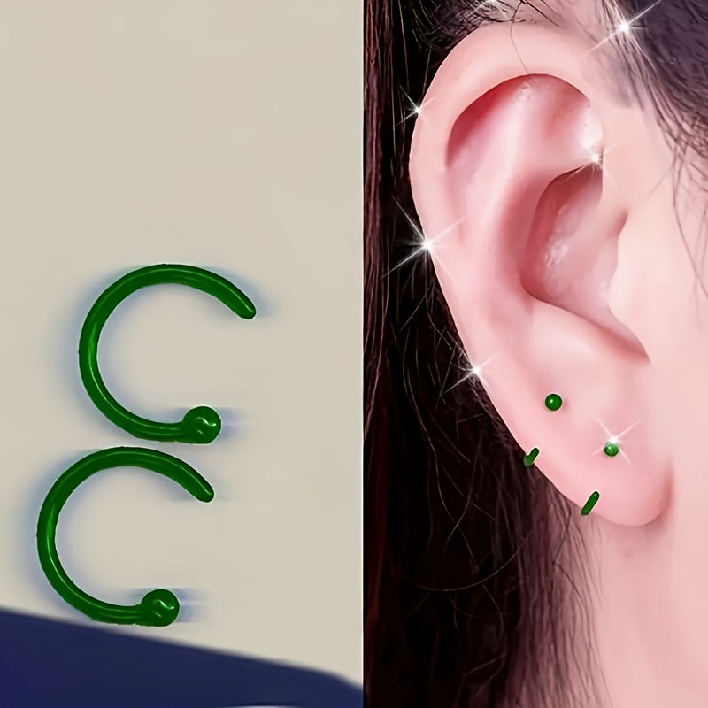 Macaron-Style Ceramic C-Shaped Stud Earrings Set